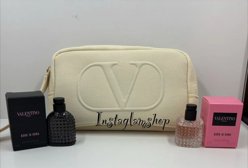 Valentino MINI 3 piezas Set - Born in Roma Uoma Toilette 4 ml/Donna Parfum 6 ml/bolsa Foto 2 de 2