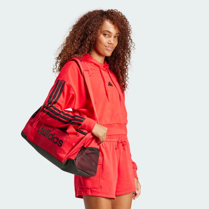 Sudadera con capucha corta de felpa francesa Adidas Essentials de 3 bandas para mujer Foto 3 de 4