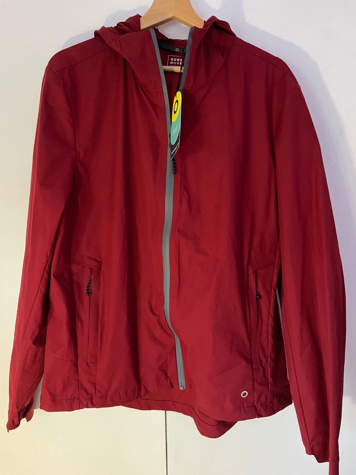 M&S Goodmove Deep Red Windbreaker Jacket Shower Resistant Zip Hood S M L XL £65