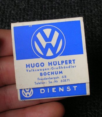 CIGARETTE LIGHTER MAP VW DEALER HÜLPERT BOCHUM DIENST SPLIT OVAL BUG BEETLE BUS
