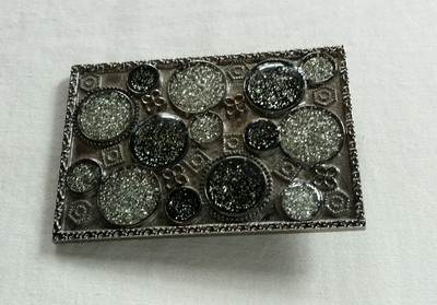 SPARKLING GLITTERY CIRCLES SPHERICAL FLOWERY DECORATIVE DESIGN BELT BUCKLE