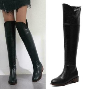 low block heel thigh high boots