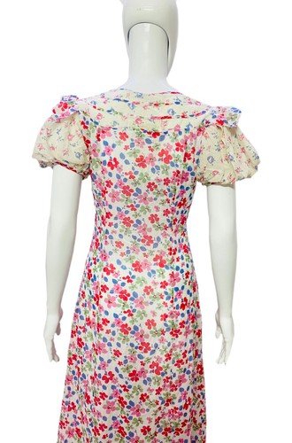 LoveShackFancy Floral Femmes Coton Imprimé Honneur Évasé Midi Robe TAILLE S - Photo 8 sur 10