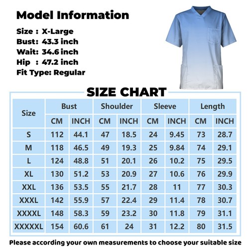 Men Scrubs Summer Professionals V Neck Anti-Wrinkle Blouse with Pockets - Picture 6 of 18