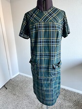 Vintage 1960s Green/Blue Plaid Dress