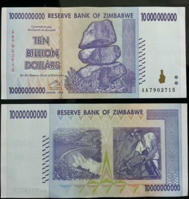 Simbabwe 10 Milliarden Dollar Banknoten gebraucht 