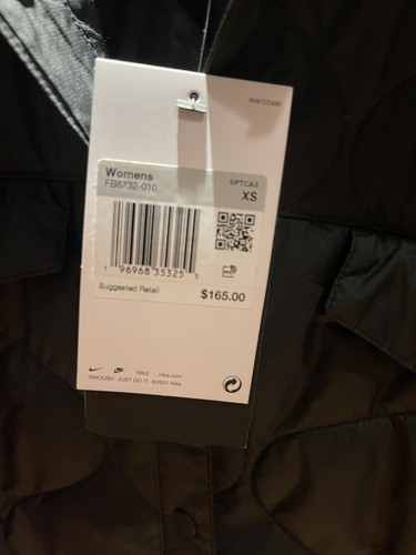 NWT Nike Jacket Sportswear Essential Black Women's XS Quilted Trench water repel - Picture 6 of 14