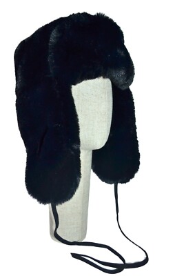 Paul Smith Mainline Womens Black Faux Fur Trapper Hat  M'' Brand New