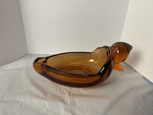 Vintage Dark Amber Large Glass Duck Cigar Ashtray Trinket Duncan Miller BM SW - Picture 3 of 7
