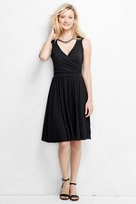 Lands End Women's Surplice Dress Black New