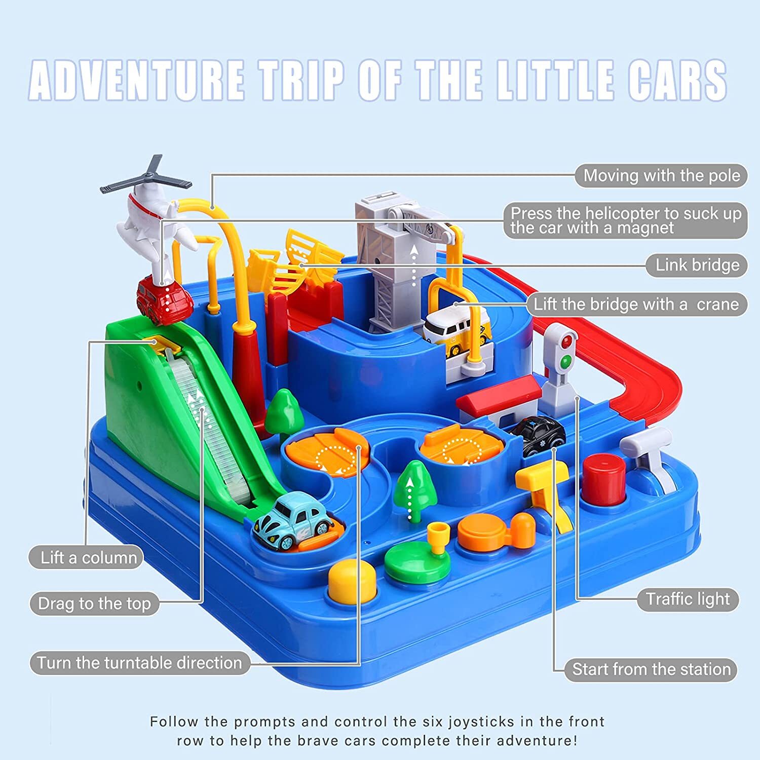 Adventure Race Car Tracks Toys for 3-6 Year Old Boys&Girls Interactive Game Set