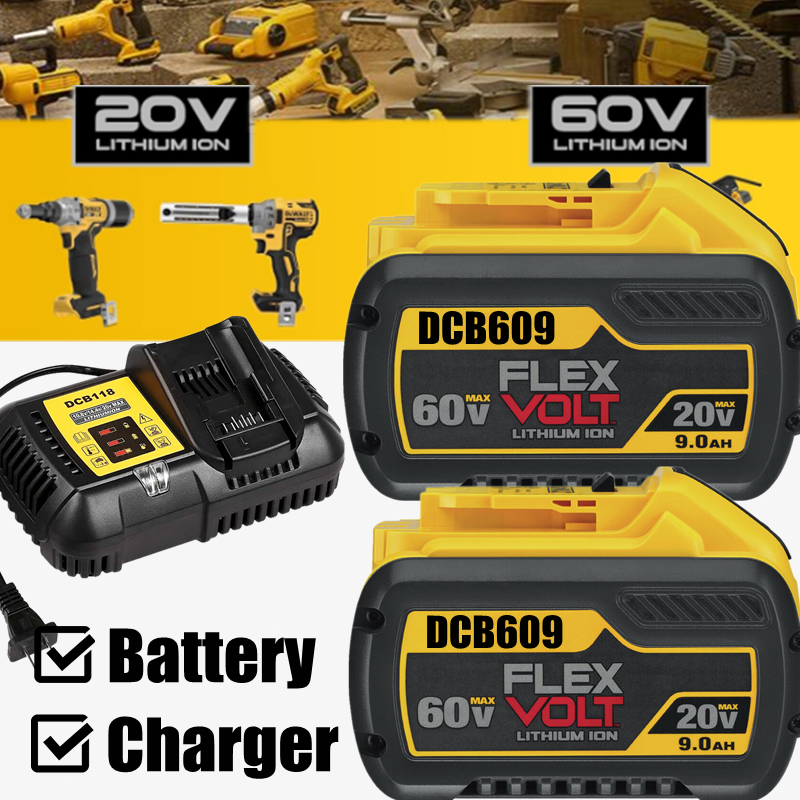 60V 20V DeWALT DCB609 FlexVolt 9.0Ah Lithium-Ion Battery Charger DCB609-2