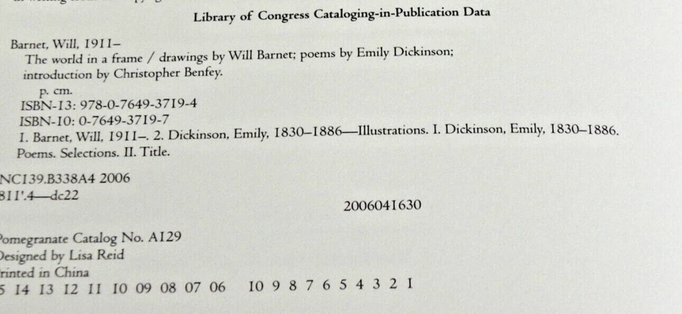 World In a Frame SIGNED by Will Barnet (Famous Artist) Poems of Emily Dickinson - Image 3 of 4