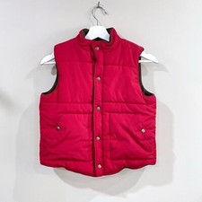 Janie and Jack Reversible Quilted Vest Red Brown Fleece Button, Boys 8-10