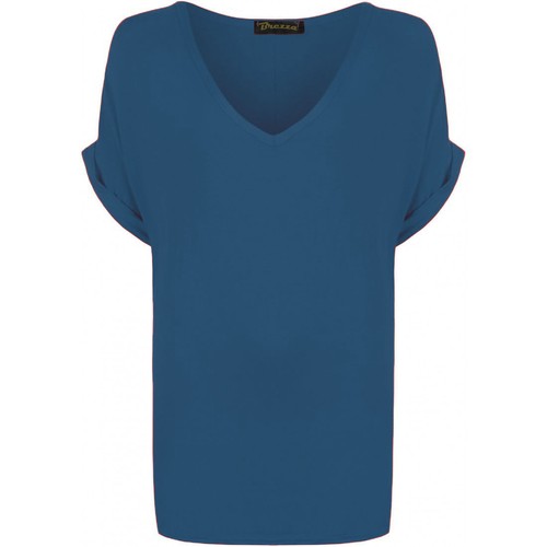 Damas Holgada Calce Grande Cuello en V Mangas Volantes Prenda para el torso Suelta Ala de Murciélago Camiseta Prenda para el torso - Imagen 9 de 19