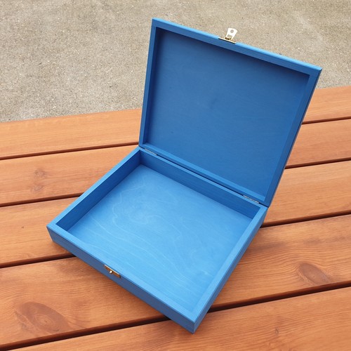 WOODEN JEWELLERY BOX 29 CM LONG, IN BLUE COLOR - Picture 3 of 5