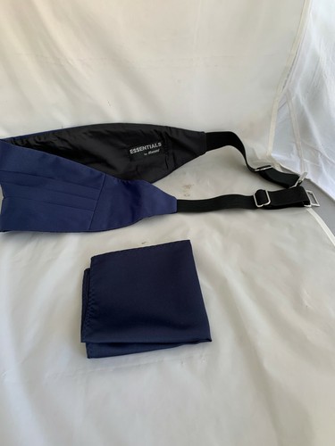 < NUOVO > Qualsiasi da 11 tonalità di BLU da uomo in poliestere Cummerbund + fazzoletto abbinato - Foto 6 di 62