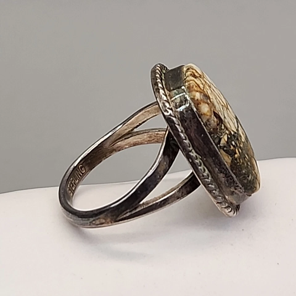 Anillo Jaspe M Lee Nativo Americano Plata de Ley 925 Hecho a Mano Navajo 5.75 Foto 4 de 4