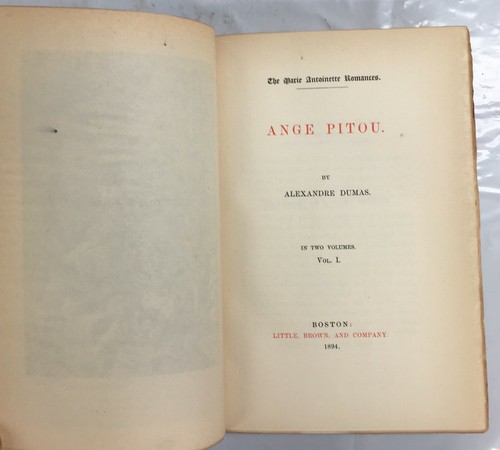 The Romances of Alexandre Dumas "Ange Pitou" Vol. 1 &2 Boston1894 804/1000 - Picture 8 of 12