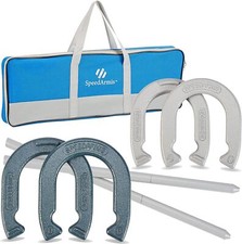 Classic Horseshoe Set Traditional Outdoor Lawn Game includes Four Professional