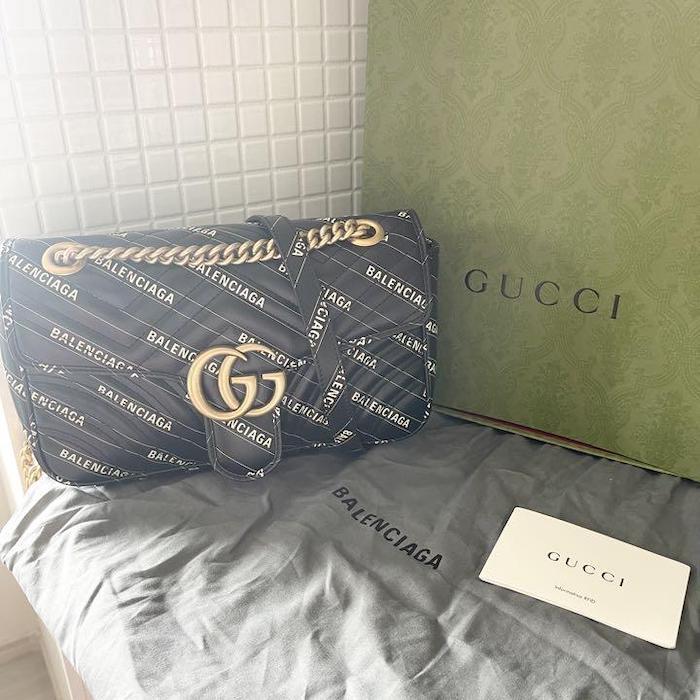 GUCCI BALENCIAGA Crossbody Bag Black Chain Shoulder Purse The Hacker Auth New image 2