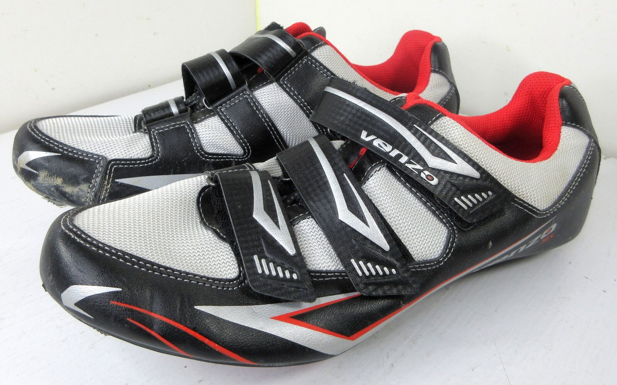 Venzo MX 3-Strap Cycling Shoes w/ 3-Bolt Cleats Black Red Size 11 US Men's  29 CM