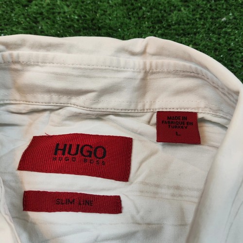Hugo Boss Camisa Para Hombre Grande Slim Line Blanco Manga Larga Cuello Rayas... - Imagen 4 de 10