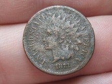 1873 Indian Head Cent Penny- Good/VG Details, Open 3