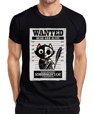 Wanted Dead Alive Schrödingers Katze lustige Physik Geschenkidee Herren T-Shirt