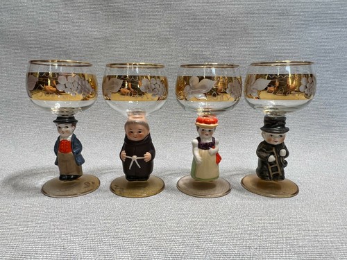 Vintage Set of 4 Goebel Hummel Figurine Stem Liqueur Wine Glasses, W Germany - 第 1/8 張圖片