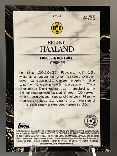 2021-22 TOPPS CROMO UEFA Erling Haaland Chasing Glory Orange/25 SSP - Imagen 2 de 3