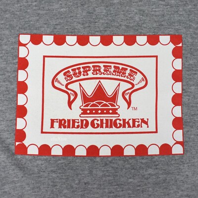 Supreme NY Crown Fried Chicken Logo Cotton T-Shirt Gray