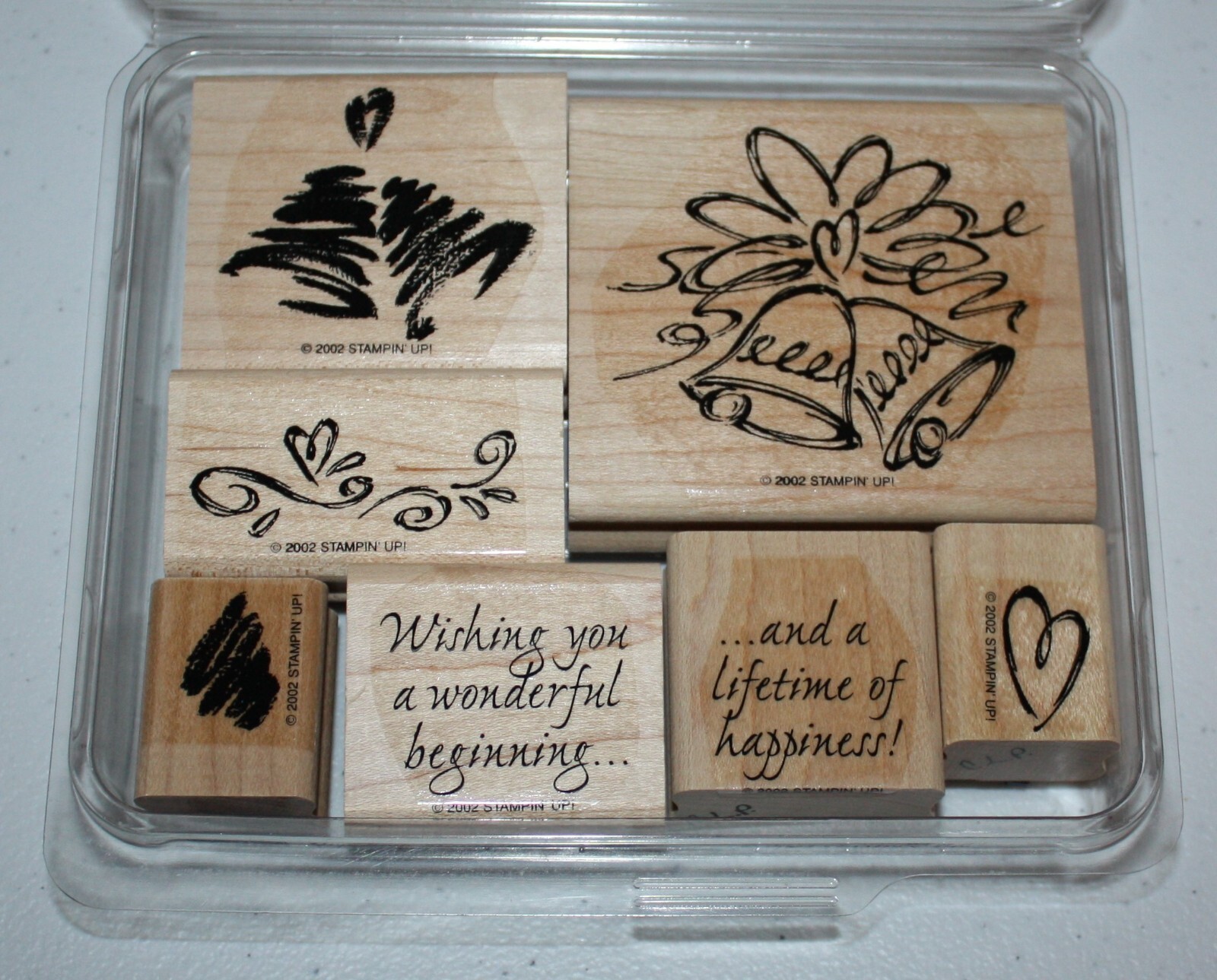 Stampin Up Retired Wood Mounted A LIFETIME OF HAPPINESS Wedding Bells ...
