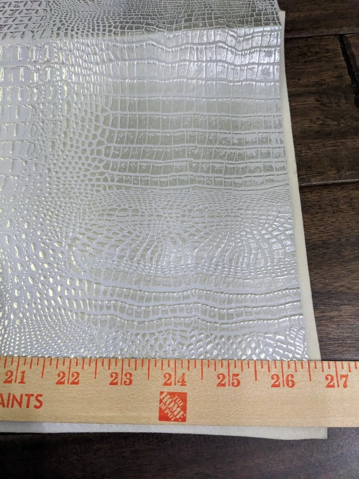 Crocodile Embossed Vinyl Matte Silver Faux Fake Leather Fabric Craft 27x40" - Image 4 of 4