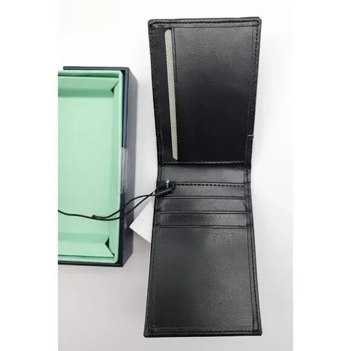 Perry Ellis Portfolio Men's Super Slim Card Holder Leather- Black - Picture 5 of 5