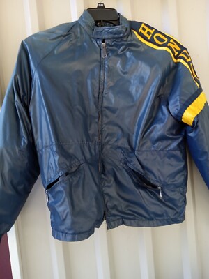 Honda Jacket Windbreaker Blue with Yellow/Gold Honda on Sleeve | eBay