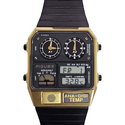CITIZEN FIGURE ANA DIGI TEMP WATCH black gold Japan TICTAC CITIZEN FIGURE ANA DIGI TEMP WATCH black gold Japan TICTAC