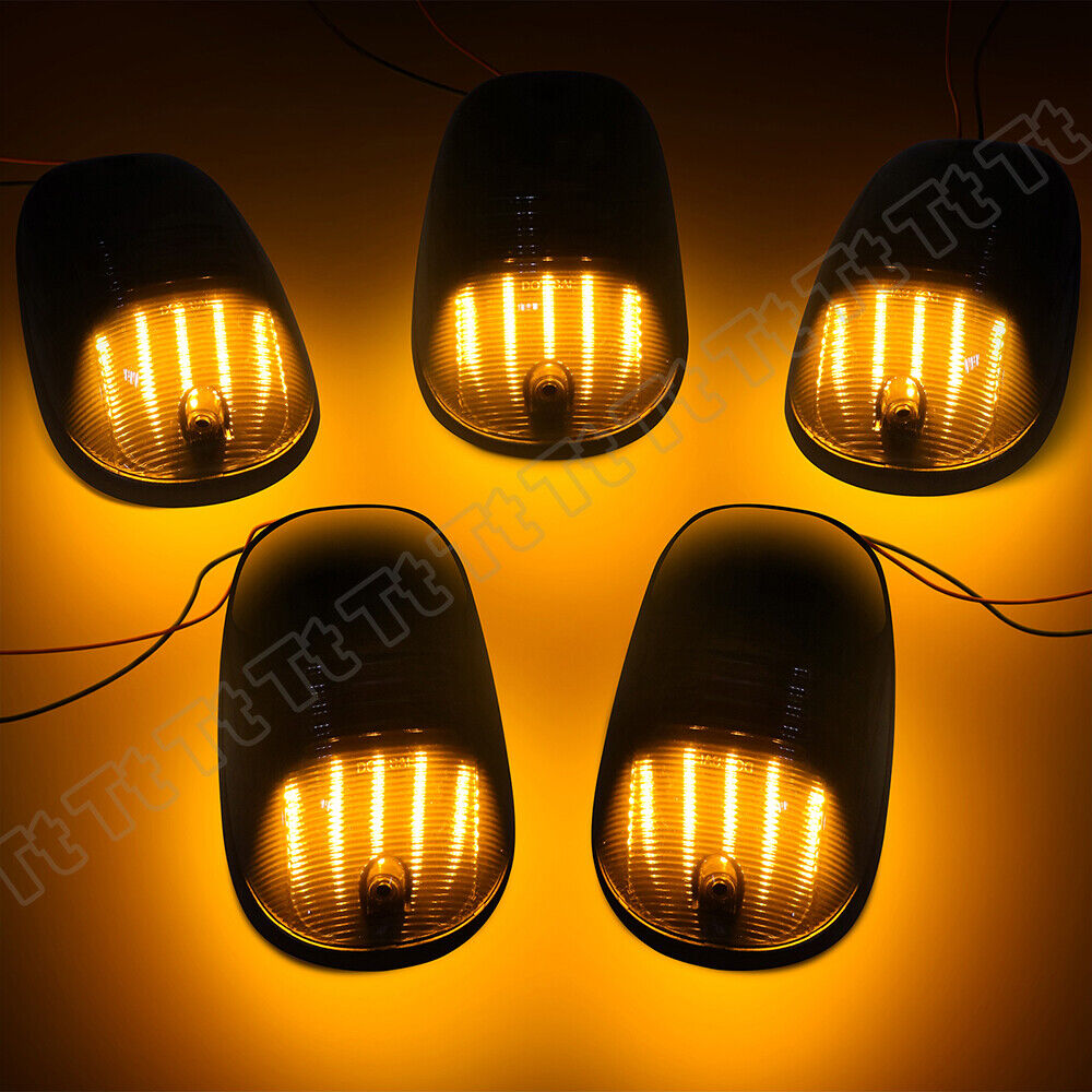 Partsam 5pcs Smoke Cab Light 16LED Amber Top Roof Running Cab Marker