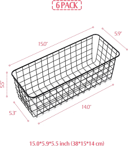 6 Pack Wire Storage Baskets Household Metal Wall-Mounted Containers Organizer Bi - Bild 2 von 8