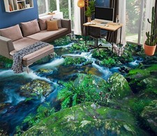 3D Forest Creek R1736 Floor WallPaper Murals Wallpaper Mural Print Luna 24
