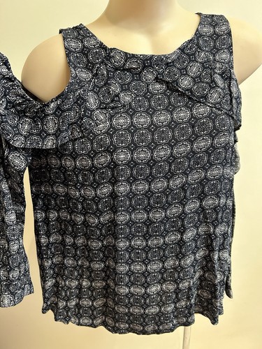 SEED HERITAGE Boho Mandala Long Sleeve Cold Shoulder Top Blouse Size 10 New - Picture 4 of 20