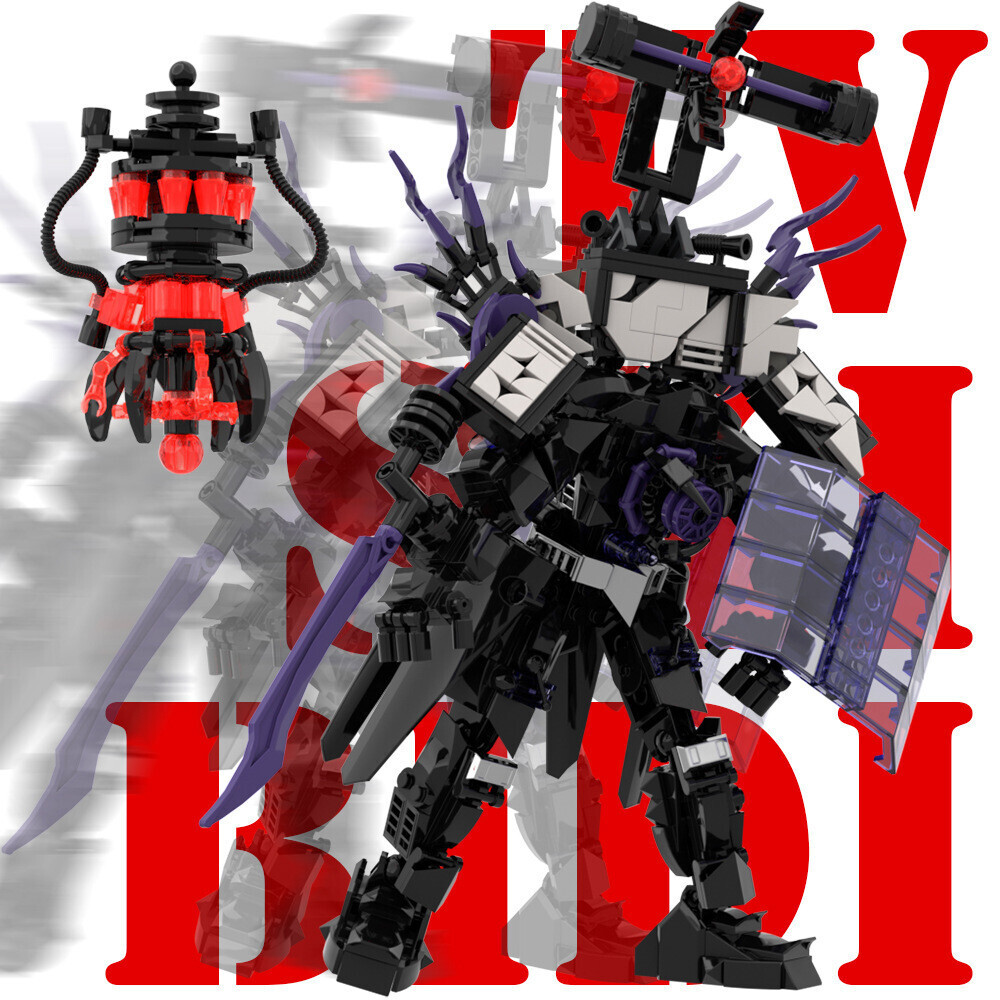 Skibidi Toilet Model Battle Damaged Titan TV Man Building Block