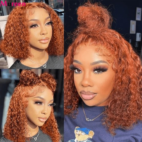Ginger Bob Wig 13x4 Lace Front Human Hair Wigs Water Wave HD Lace Wigs For Women - Picture 7 of 9