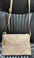 Ralph Lauren LRL Morley Taupe Foldover Flap Grommet Crossbody Shoulder Bag A 46