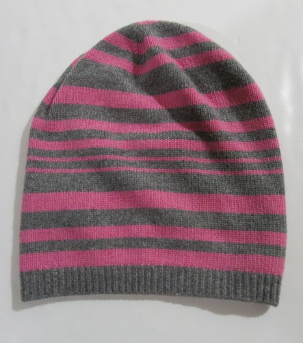 Moschino Beanie Hat Pink and Grey Striped NWT - Picture 5 of 5