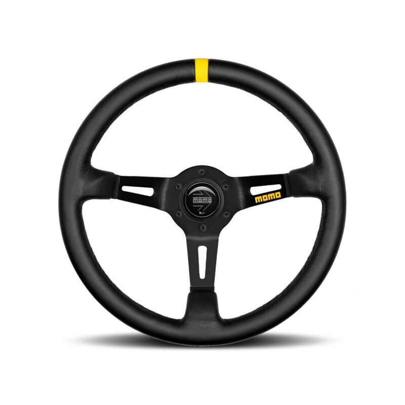 MOMO Mod. 08 Steering Wheel 350mm Black Leather Brushed Black