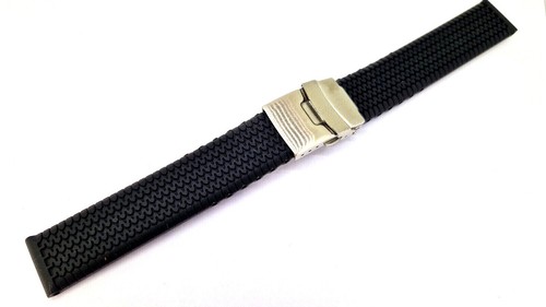 Watchband Profile Pirelli 18,20, 22, 24mm With Folding Clasp Silicone Black /21 - Bild 1 von 6