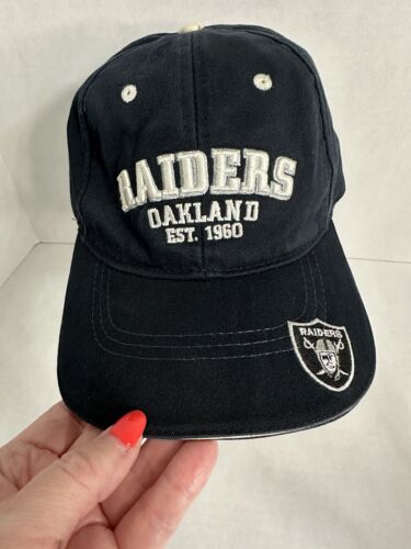 Vintage Drew Pearson Oakland Raiders NFL Adjusta Hat Cap Black White Big Letter