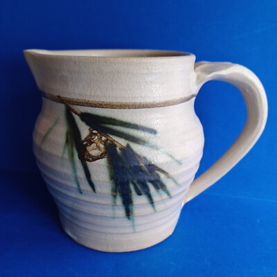 Stoneware Pottery Bork '95 Pitcher Hand Made Signed Pine Branch Branson M0