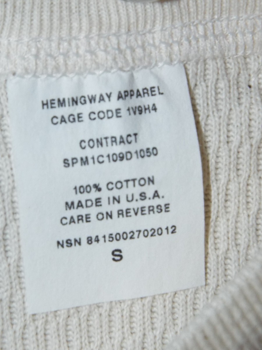 Hemingway Apparel Military Extreme Cold Weather Undershirt Size S